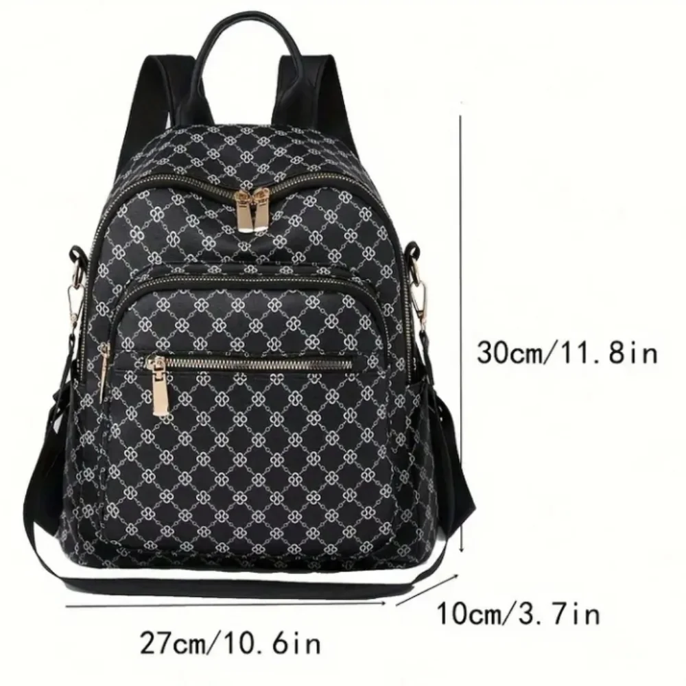 NEW White Geometric Stylish Anti-Theft Backpack with Adjustable Straps - Picture 4 of 5